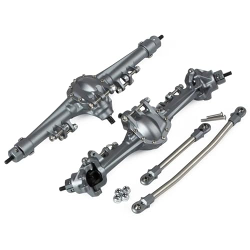 RC Hinterachse Kompatibel Mit SCX10 II CC01 1/10 RC-Autos, Upgrade-Teile, CNC-Aluminium, Vorder- Und Hinterachse Mit Optionaler Kegelradhalterung(Gray,1Set) von MGHGFYTAS