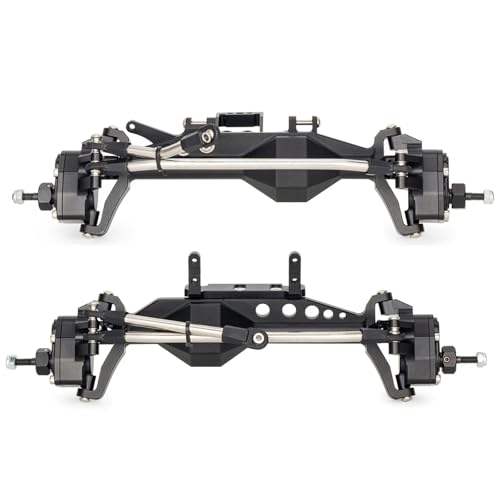 RC Hinterachse Kompatibel Mit SCX10 III Für Capra H10 Für LCG 1/10 RC-Autoteile, Aluminium-Offset-Portalachsensatz Mit Servohalterung(Black,1Set) von MGHGFYTAS