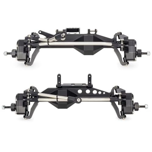 RC Hinterachse Kompatibel Mit SCX10 III H10 Optic 1/10 RC-Autos, Upgrade-Teile, Zubehör, Aluminium-Offset-Portalachsensatz Mit Servohalterung(Black,1Set) von MGHGFYTAS