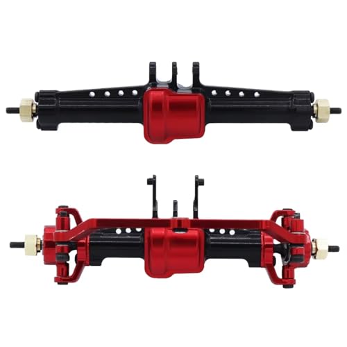 RC Hinterachse Kompatibel Mit TRX4-M Für Defender Für Bronco 1/18 RC Crawler Car Upgrade-Teile CNC-Aluminium Vorne Hinten Komplettachsensatz(Red,1Set) von MGHGFYTAS