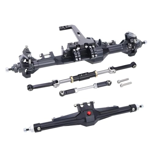 RC Hinterachse Kompatibel Mit Vanquish H10 1/10 RC Crawler Car Upgrade-Teile CNC-Aluminium Vorne Hinten Gerade Komplettes Achsenset(Black,1Set) von MGHGFYTAS
