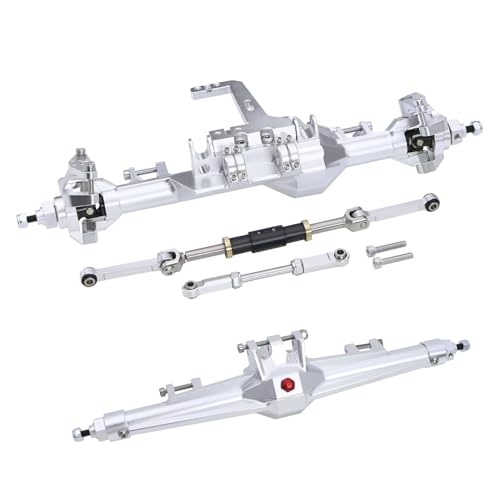 RC Hinterachse Kompatibel Mit Vanquish H10 1/10 RC Crawler Car Upgrade-Teile CNC-Aluminium Vorne Hinten Gerade Komplettes Achsenset(Silver,1Set) von MGHGFYTAS