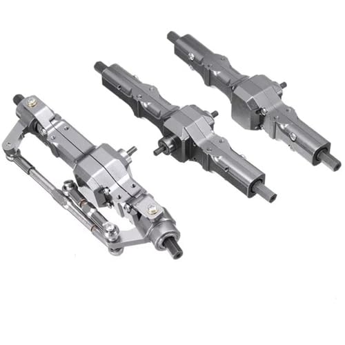 RC Hinterachse Kompatibel Mit WPL Für MN-77 Für JJRC B16 B36 Q60 Q63 Q64 FY004 6WD 6X6 RC-Auto-Upgrades Teile Metall Vorne Hinten Achse(Silver) von MGHGFYTAS