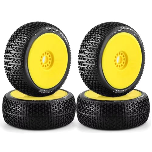 RC Reifen Kompatibel Mit ARRMA Für Traxxas Für Redcat Für Team Für Losi Für Kyosho Für VRX 1/8 RC Off Road Für Buggy 116 Mm Reifenrad 17 Mm Sechskant(Yellow) von MGHGFYTAS