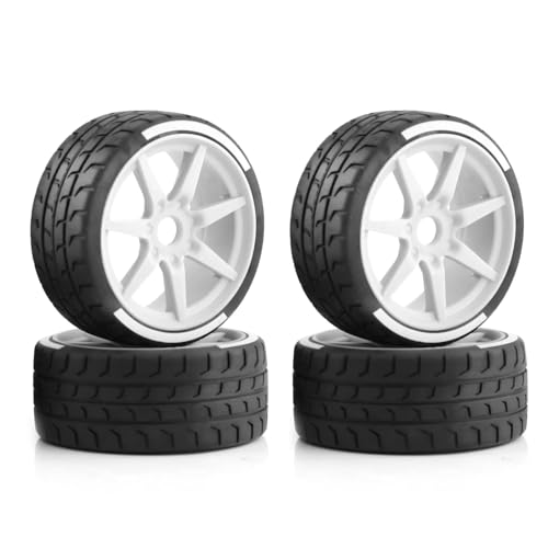 RC Reifen Kompatibel Mit Arrma Für Infraction Für Limitless Für HPI Für HSP Für Kyosho Für Tamiya 1/7 1/8 RC Auto 42 X 100 Mm Reifen 17 Mm Radsechskant(White) von MGHGFYTAS