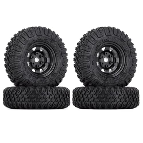 RC Reifen Kompatibel Mit Axial Für Yeti Jr D90 TF2 Für Tamiya 1/10 RC Crawler Car 4PCS 85Mm 1,55 Metall Beadlock Felgen Reifen Set(Black) von MGHGFYTAS