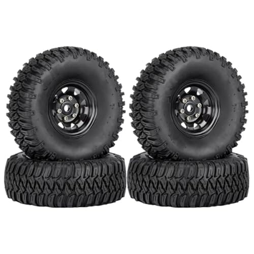 RC Reifen Kompatibel Mit Axial Für Yeti Jr D90 TF2 Für Tamiya CC01 LC70 Für MST 1/10 RC Crawler Car 4PCS 1,55 Metall Beadlock Felgen Reifen Set(Black) von MGHGFYTAS