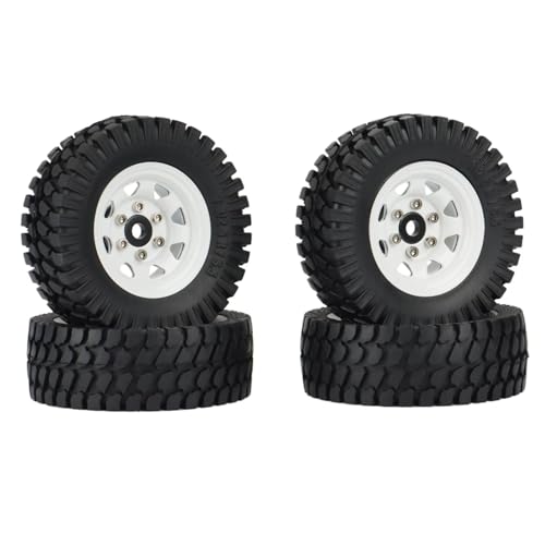 RC Reifen Kompatibel Mit Axial Jr 90069 D90 TF2 Für Tamiya CC01 LC70 Für MST 1/10 RC Crawler Car 4PCS 1,55 Metall Beadlock Felgen-Reifen-Set von MGHGFYTAS