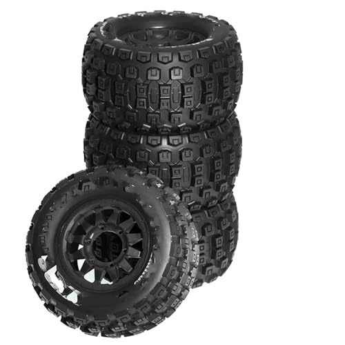 RC Reifen Kompatibel Mit TRAXXAS Für MAXX Für ARRMA Für Granite Für KRATON Für Outcast 1/10 RC 128 Mm Für Monster Stunt Truck Reifen Und Sechskant(Black,A) von MGHGFYTAS
