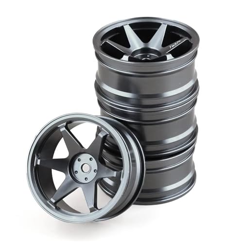 RC Reifen Kompatibel Mit Tamiya Für Kyosho Für HSP Für HPI Für Sakura 1/10 RC 4 Stück On-Road Drift Für Rennwagen 52 Mm Metallfelge Radnaben(White) von MGHGFYTAS