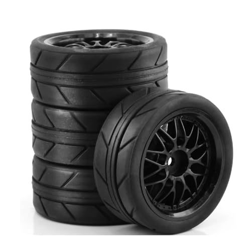RC Reifen Kompatibel Mit Tamiya Für TT01 Für TT02 XV01 TA06 PTG-2 Für HPI Für HSP 1/10 RC Autoteile 65 Mm RC-Rennwagenreifen Auf Straßenreifen(Black) von MGHGFYTAS
