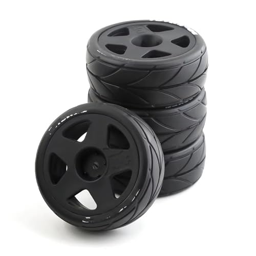 RC Reifen Kompatibel Mit Tamiya Für TT01 TT01E Für TT02 Für TT02B XV01 1/10 RC Für Rennwagenteile 65 Mm Gummireifen-Radreifen 12 Mm Sechskant(Type A Black) von MGHGFYTAS