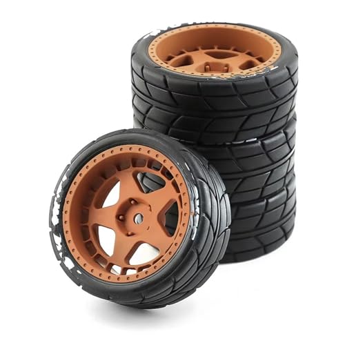 RC Reifen Kompatibel Mit Tamiya Für TT01 TT01E Für TT02 Für TT02B XV01 TA06 1/10 RC Für Rennwagenteile 65 Mm Gummireifen Radreifen 12 Mm Sechskant 4 Stück(Yellow,Type B) von MGHGFYTAS