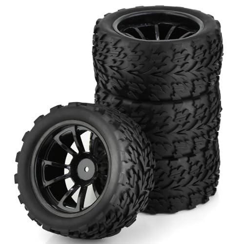 RC Reifen Kompatibel Mit Traxxas Für Arrma Für Redcat Für HSP 1/10 RC Für Monster Truck Für Buggy 118 Mm Reifen-Rad-Schaumstoffeinsätze 12 Mm Sechskant(Black) von MGHGFYTAS