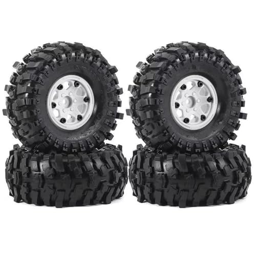 RC Reifen Kompatibel Mit Traxxas Für TRX4 D90 Für Axial Für SCX10 Für MST 1/10 RC Crawler Car 4 Stück 118 Mm 1,9 Zoll Beadlock Felgen-Gummireifen-Set(White) von MGHGFYTAS