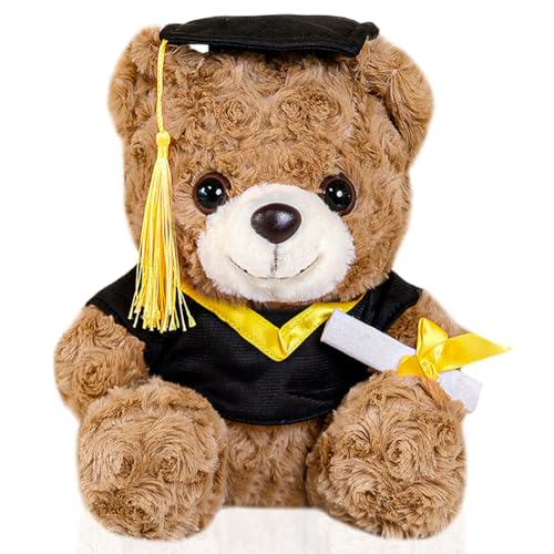 MGKEOUF 25cm Teddybär Plüschtier Bachelor Geschenk Abschluss Geschenk Graduation Gift Braun Niedlicher Teddybär Kuscheltier Bär Abschlussgeschenk für Mädchen Jungen von MGKEOUF