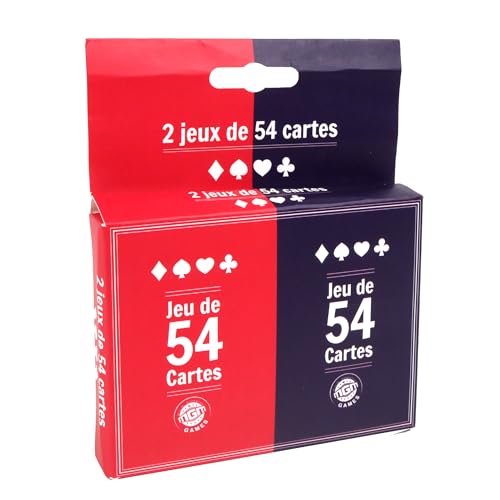 MGM GAMES - 2 Kartenspiele mit 54 Karten - Rot und Blau - 144634LINA - Kartenspiel - Karton - 2 bis 6 Spieler - Spielkarten - Gesellschaftsspiele - Reisespiele - Belote - Poker - Rami - 8,5 cm x 5,5cm MGM GAMES - 2 Kartenspiele mit 54 Karten - Rot und Blau - 144634LINA - Kartenspiel - Karton - 2 bis 6 Spieler - Spielkarten - Gesellschaftsspiele - Reisespiele - Belote - Poker - Rami - 8,5 cm x 5,5cm von MGM GAMES