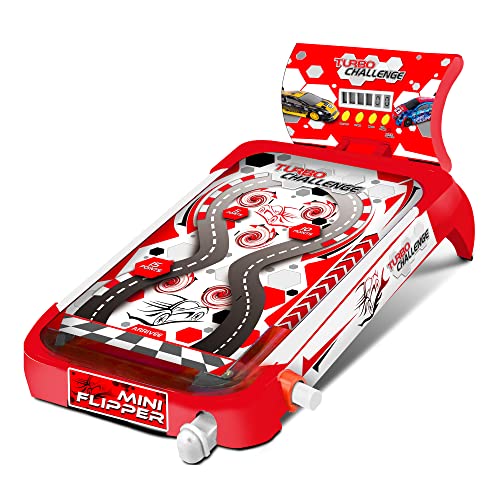 MGM GAMES - Mini Flipper Elektrisch - Interaktives Spiel - 140610 - Rot - 1 Spieler - Gesellschaftsspiele - Unterhaltsam - Interaktiv - Punktzahl - Leuchtend - 52 cm x 21 cm - Ab 3 Jahren von MGM GAMES