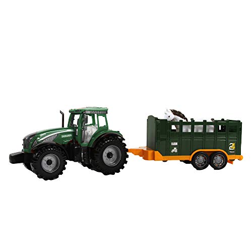 MGM 027015 LE Monde DE LA Ferme- Traktor mit Anhänger und Tier-Bauernhof-027015-1/30-Friktionsfahrzeug-Grün-Kunststoff-Kinderspielzeug-Fahrzeuge-Landwirtschaft-Anbau-Ab 3 Jahren, Mehrfarbig, One Size MGM 027015 LE Monde DE LA Ferme- Traktor mit Anhänger und Tier-Bauernhof-027015-1/30-Friktionsfahrzeug-Grün-Kunststoff-Kinderspielzeug-Fahrzeuge-Landwirtschaft-Anbau-Ab 3 Jahren, Mehrfarbig, One Size von MGM