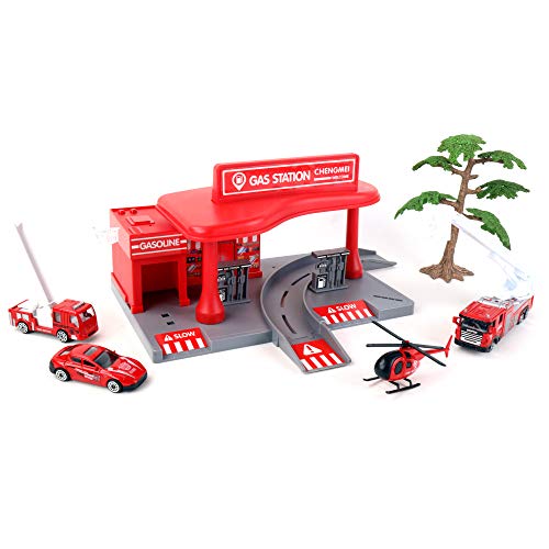 MGM 097599 Caserne De Pompier Turbo CHALLENGE-Feuerwehrkaserne-Einsatzfahrzeuge-097599-Freilauf-Fahrzeug-Rot-Kunststoff und Metall-Kinderspielzeug-Auto-Geschenk-Ab 3 Jahren von TURBO CHALLENGE