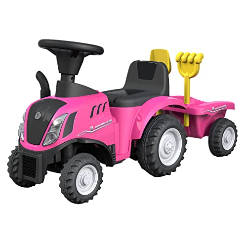 TURBO CHALLENGE - New Holland Traktor - Lauflernhilfe - 119208 - Freilauf - Rosa - Max. 25 kg - Kunststoff - Batterien Nicht enthalten - Kinderspielzeug - Geschenk - Geburtstag - Ab 12 Monaten von TURBO CHALLENGE