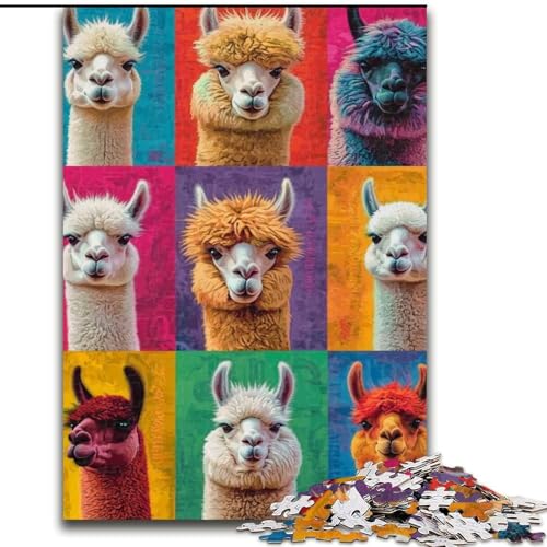 1000-teiliges Puzzle für Erwachsene, Alpaka-Collage, Lernspiele, Heimdekoration ganze Familie (Größe 50x75cm) von MGQWPZDBD