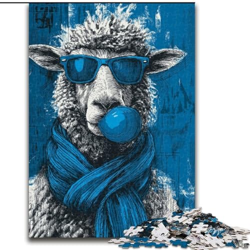 1000-teiliges Puzzle für Erwachsene, Blaues Alpaka-Puzzle, pädagogisches Denkspiel, künstlerische Heim- und Bürodekoration, ab 14 Jahren, 50x75cm 1000-teiliges Puzzle für Erwachsene, Blaues Alpaka-Puzzle, pädagogisches Denkspiel, künstlerische Heim- und Bürodekoration, ab 14 Jahren, 50x75cm von MGQWPZDBD