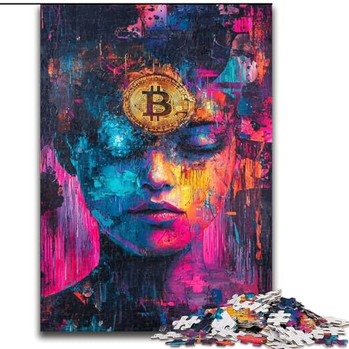 1000-teiliges Puzzle für Erwachsene, Geschenke, Graffiti, Bitcoin, Lernspiele, Heimdekoration, ganze Familie (Größe 50x75cm) von MGQWPZDBD