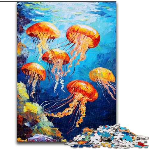 1000-teiliges Puzzle für Erwachsene, Geschenke, Quallen-Ölgemälde, Lernspiele, Heimdekoration ganze Familie (Größe 50x75cm) von MGQWPZDBD
