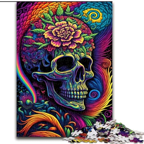 1000-teiliges Puzzle für Erwachsene, Geschenke, bunter Totenkopf, Lernspiele, Heimdekoration, ganze Familie (Größe 26x38cm) von MGQWPZDBD