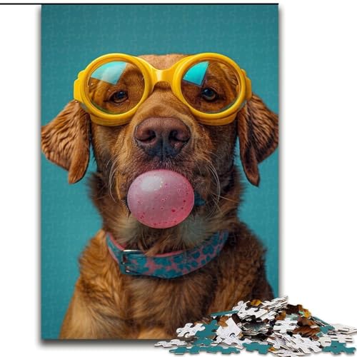 1000-teiliges Puzzle für Erwachsene, Geschenke, modischer Hund, Lernspiele, Heimdekoration ganze Familie (Größe 26x38cm) von MGQWPZDBD