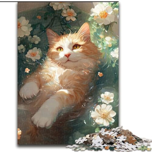 1000-teiliges Puzzle für Erwachsene, Katze im Pool, pädagogisches Denkspiel, künstlerische Heim- und Bürodekoration, ab 14 Jahren, 50x75cm 1000-teiliges Puzzle für Erwachsene, Katze im Pool, pädagogisches Denkspiel, künstlerische Heim- und Bürodekoration, ab 14 Jahren, 50x75cm von MGQWPZDBD