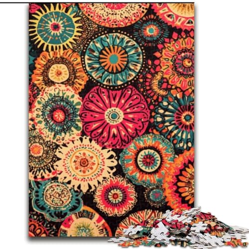 1000-teiliges Puzzle für Erwachsene, Mandala-Blumencollage, Lernspiele, Heimdekoration ganze Familie (Größe 50x75cm) von MGQWPZDBD