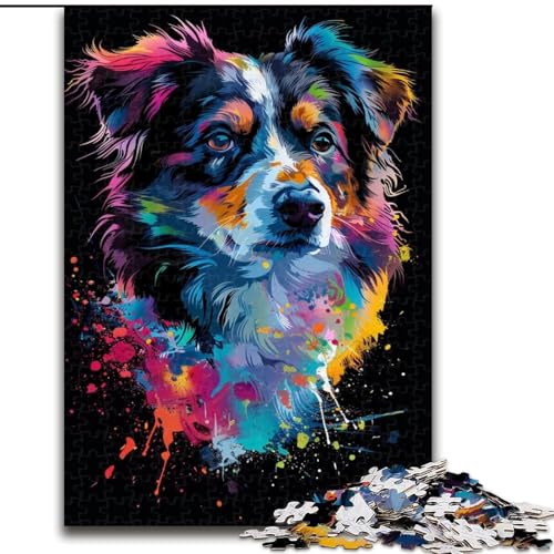 1000-teiliges Puzzle für Erwachsene, Miniatur-Amerikanischer Schäferhund, pädagogisches Denkspiel, künstlerische Heim- und Bürodekoration, ab 14 Jahren (Größe: 50x75cm) von MGQWPZDBD