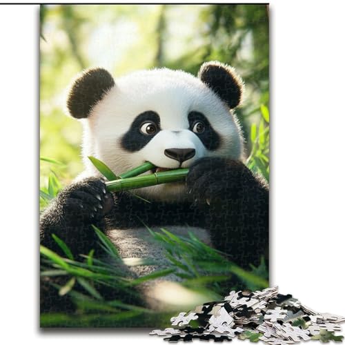 1000-teiliges Puzzle für Erwachsene, Panda isst Bambus, Lernspiele, Heimdekoration ganze Familie (Größe 26x38cm) von MGQWPZDBD