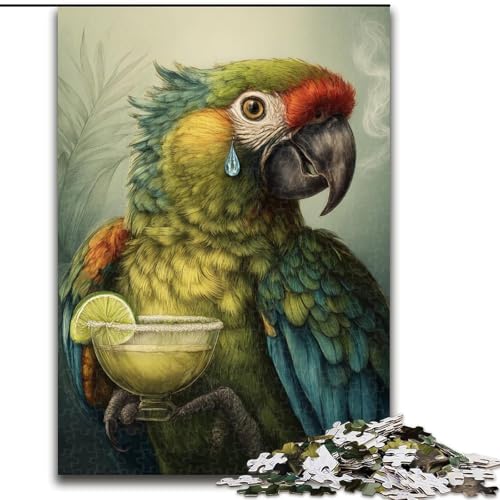 1000-teiliges Puzzle für Erwachsene, Papagei trinkt Kaffee, Lernspielzeug, Familienspiele, einzigartige Geburtstags- und Geschenkideen (Größe 50x75cm) von MGQWPZDBD