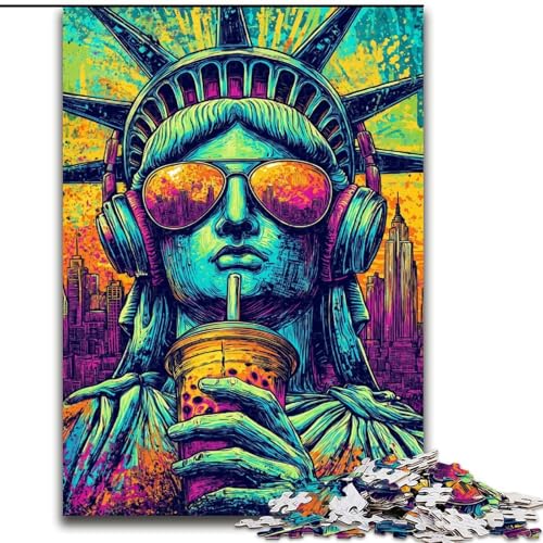 1000-teiliges Puzzle für Erwachsene, Pop-Art-Freiheitsstatue, Lernspiele, Heimdekoration ganze Familie (Größe 50x75cm) von MGQWPZDBD