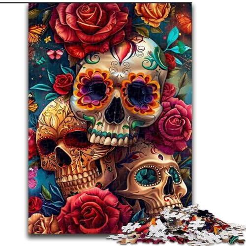 1000-teiliges Puzzle für Erwachsene, Schmetterlingsschädel, Lernspielzeug, Familienspiele, einzigartige Geburtstags- und Geschenkideen (Größe 50x75cm) von MGQWPZDBD