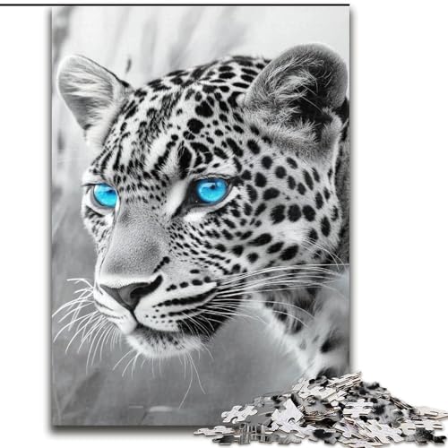1000-teiliges Puzzle für Erwachsene, Schwarz-Weiß-Leopard, Lernspielzeug, Familienspiele, einzigartige Geburtstags- und Geschenkideen (Größe 50x75cm) von MGQWPZDBD