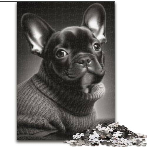 1000-teiliges Puzzle für Erwachsene, Schwarz-weiße Bulldogge, pädagogisches Denkspiel, künstlerische Heim- und Bürodekoration, ab 14 Jahren, 50x75cm 1000-teiliges Puzzle für Erwachsene, Schwarz-weiße Bulldogge, pädagogisches Denkspiel, künstlerische Heim- und Bürodekoration, ab 14 Jahren, 50x75cm von MGQWPZDBD