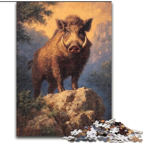 1000-teiliges Puzzle für Erwachsene, Wildschwein-Geschenke, Lernspiele, Heimdekoration ganze Familie (Größe 50x75cm) von MGQWPZDBD