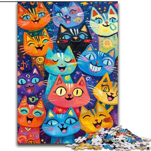 1000-teiliges Puzzle für Erwachsene, abstrakte Kunstkatze, Lernspielzeug, Familienspiele, einzigartige Geburtstags- und Geschenkideen (Größe 50x75cm) von MGQWPZDBD