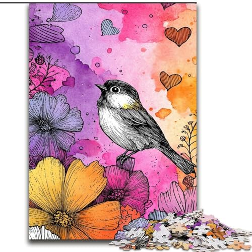 1000-teiliges Puzzle für Erwachsene, bunter Vogel, Lernspielzeug, Familienspiele, einzigartige Geburtstags- und Geschenkideen (Größe 26x38cm) von MGQWPZDBD