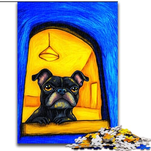 1000-teiliges Puzzle für Erwachsene, künstlerisches Französisches Bulldoggen-Puzzle, pädagogisches Denkspiel, künstlerische Heim- und Bürodekoration, ab 14 Jahren, 50x75cm 1000-teiliges Puzzle für Erwachsene, künstlerisches Französisches Bulldoggen-Puzzle, pädagogisches Denkspiel, künstlerische Heim- und Bürodekoration, ab 14 Jahren, 50x75cm von MGQWPZDBD