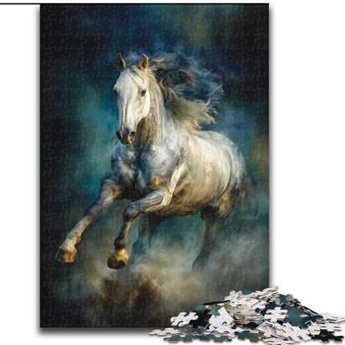 1000-teiliges Puzzle für Erwachsene, laufendes weißes Pferd, Lernspielzeug, Familienspiele, einzigartige Geburtstags- und Geschenkideen (Größe 26x38cm) von MGQWPZDBD