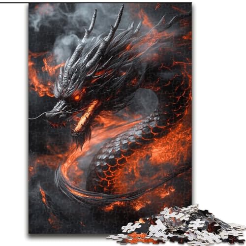 1000-teiliges Puzzle für Erwachsene, schwarzer chinesischer Drache, pädagogisches Denkspiel, künstlerische Heim- und Bürodekoration, ab 14 Jahren, 50x75cm 1000-teiliges Puzzle für Erwachsene, schwarzer chinesischer Drache, pädagogisches Denkspiel, künstlerische Heim- und Bürodekoration, ab 14 Jahren, 50x75cm von MGQWPZDBD