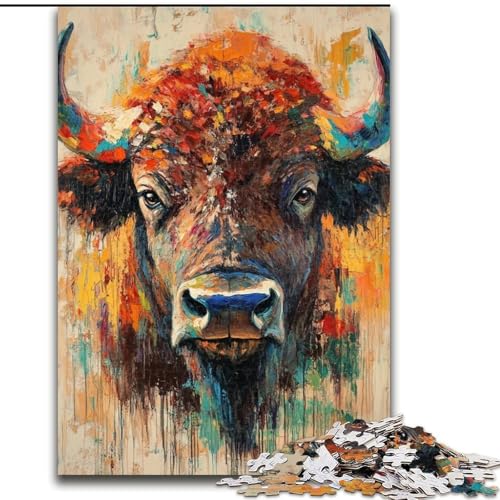 1000-teiliges Puzzle für Erwachsene und Jugendliche, Aquarell-Yak, für Erwachsene und Jugendliche ab 14 Jahren, Lernspiel, Herausforderung, Spielzeug, Geschenk zum Geburtstag (Größe 26x38cm) von MGQWPZDBD