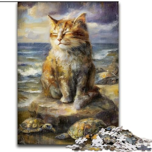1000-teiliges Puzzle für Erwachsene und Jugendliche, Art Cat, trainieren Sie Ihr Gehirn und Ihre Hände, einzigartige Geburtstags- und Geschenkideen für Kinder ab 14 Jahren (Größe 26x38cm) von MGQWPZDBD