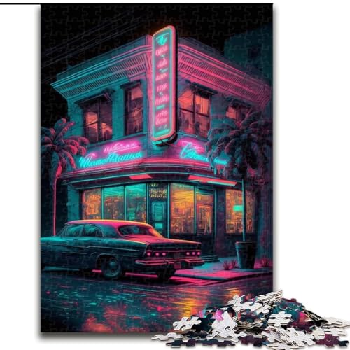 1000-teiliges Puzzle für Erwachsene und Jugendliche, Auto vor der Bar, für Erwachsene und Jugendliche ab 14 Jahren, Lernspiel, Herausforderung, Spielzeug, Geschenk zum Geburtstag (Größe 26x38cm) von MGQWPZDBD