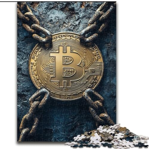 1000-teiliges Puzzle für Erwachsene und Jugendliche, Bitcoin-Logo, für Erwachsene und Jugendliche ab 14 Jahren, als Lernspiel, Herausforderung, Spielzeug, Geschenk zum Geburtstag (Größe 26x38cm) von MGQWPZDBD